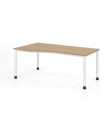 Schreibtisch VHS, manuell h&ouml;henverstellbar, 81cm (H), 180x100cm (BxT), eiche / wei&szlig;