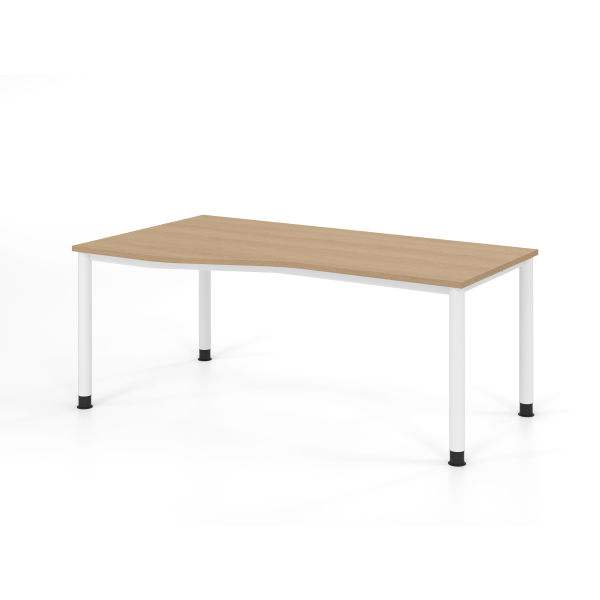 4032062335444 - Schreibtisch VHS manuell höhenverstellbar 81cm (H) 180x100cm (BxT) Eiche   weiß 4032062335444 Hammerbacher