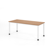 Schreibtisch VHS, manuell h&ouml;henverstellbar, 81cm (H), 180x80cm (BxT), nussbaum / wei&szlig;