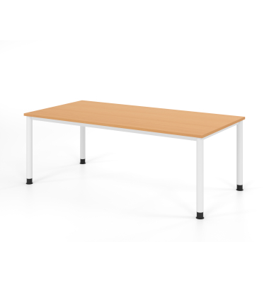 Schreibtisch VHS, manuell h&ouml;henverstellbar, 81cm (H), 200x100cm (BxT), buche / wei&szlig;