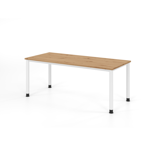 4032062335475 - Schreibtisch VHS manuell höhenverstellbar 81cm (H) 180x80cm (BxT) Asteiche   weiß 4032062335475 Hammerbacher