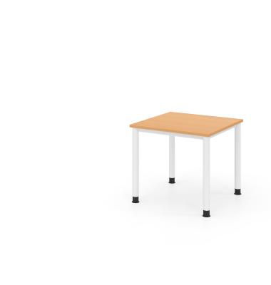 Schreibtisch VHS, manuell h&ouml;henverstellbar, 81cm (H), 80x80cm (BxT), buche / wei&szlig;