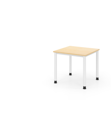 Schreibtisch VHS, manuell h&ouml;henverstellbar, 81cm (H), 80x80cm (BxT), ahorn / wei&szlig;