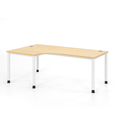 Schreibtisch VHS, manuell h&ouml;henverstellbar, 81cm (H), 200x120cm (BxT), ahorn / wei&szlig;