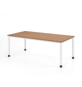 Schreibtisch VHS, manuell h&ouml;henverstellbar, 81cm (H), 200x100cm (BxT), nussbaum / wei&szlig;