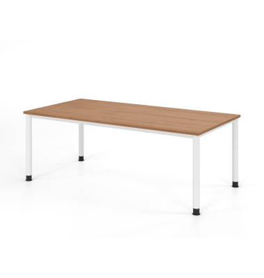 Schreibtisch VHS, manuell h&ouml;henverstellbar, 81cm (H), 200x100cm (BxT), nussbaum / wei&szlig;