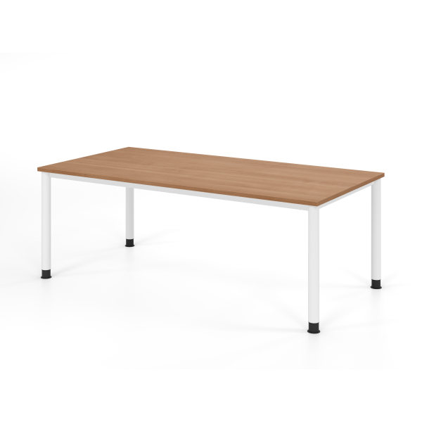 4032062335567 - Schreibtisch VHS manuell höhenverstellbar 81cm (H) 200x100cm (BxT) Nussbaum   weiß 4032062335567 Hammerbacher