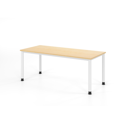 Schreibtisch VHS, manuell h&ouml;henverstellbar, 81cm (H), 180x80cm (BxT), ahorn / wei&szlig;