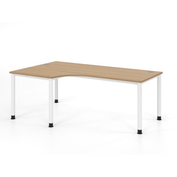 4032062335628 - Schreibtisch VHS manuell höhenverstellbar 81cm (H) 200x120cm (BxT) Eiche   weiß 4032062335628 Hammerbacher