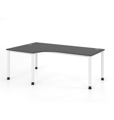 Schreibtisch VHS, manuell h&ouml;henverstellbar, 81cm (H), 200x120cm (BxT), graphit / wei&szlig;