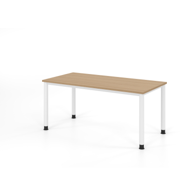 Schreibtisch VHS, manuell h&ouml;henverstellbar, 81cm (H), 160x80cm (BxT), eiche / wei&szlig;