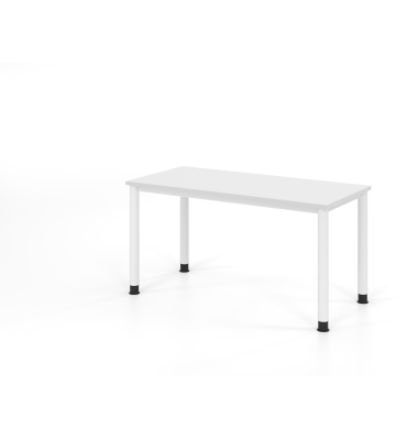 Schreibtisch VHS, manuell h&ouml;henverstellbar, 81cm (H), 140x67,2cm (BxT), wei&szlig; / wei&szlig;