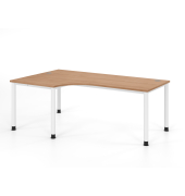 Schreibtisch VHS, manuell h&ouml;henverstellbar, 81cm (H), 200x120cm (BxT), nussbaum / wei&szlig;