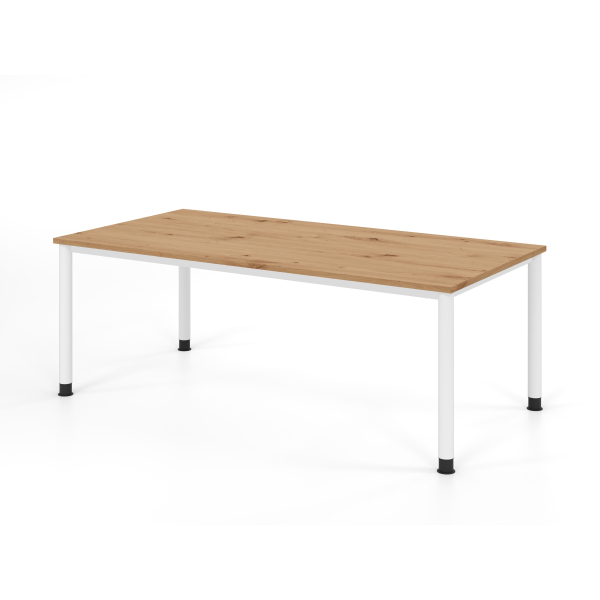 4032062335802 - Schreibtisch VHS manuell höhenverstellbar 81cm (H) 200x100cm (BxT) Asteiche   weiß 4032062335802 Hammerbacher