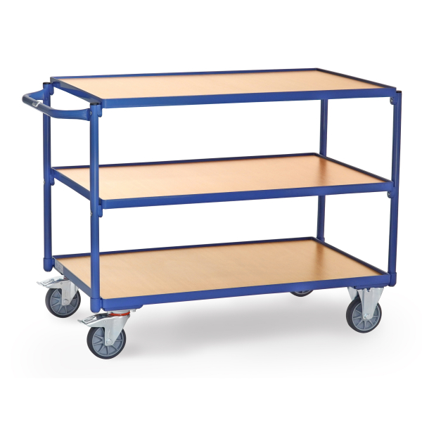 4017976021331 - Tischwagen mit Holzwerkstoffplatten 3 Etagen mit rechteckige Ladeflächen 1000x600mm - Fetra