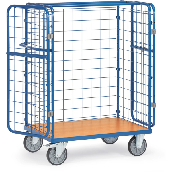 4017976848112 - Paketwagen mit 3 Drahtgitterwänden und 1 Drahtgittertür Höhe 1500mm 1000x600mm - Fetra