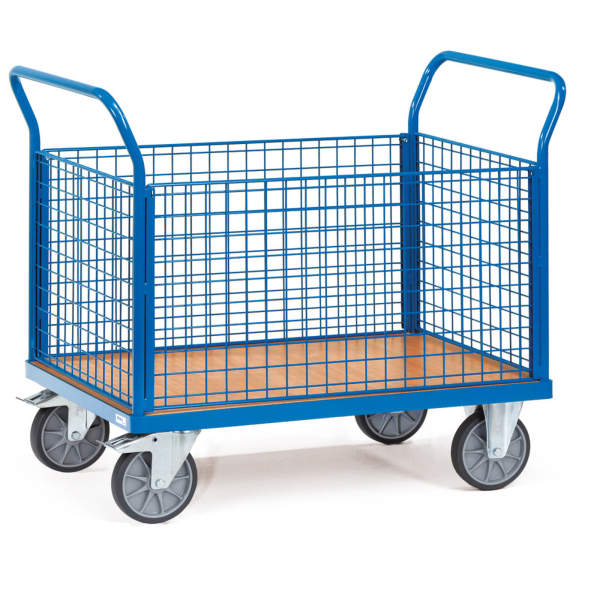 4017976015521 - Multivario Vierwandwagen im Buchendekor mit Drahtgitter 1000x700mm Ladefläche - Fetra
