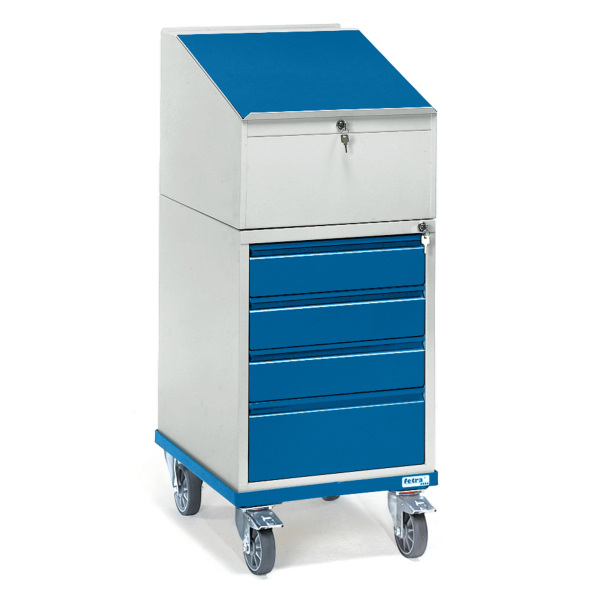 4017976024493 - Rollpult mit 4 Schubladen und Schreibpult-Aufsatz - Fetra