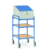 Stehpult, mit Rollen, Platte rechteckig, blau