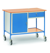 Computertisch, , buche / blau