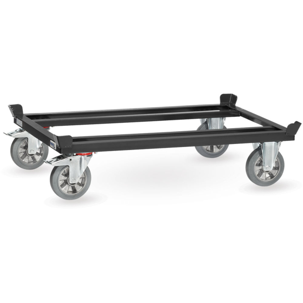 4017976655291 - Paletten-Fahrgestell Stahl bis 1200 kg anthrazitgrau Vollgummi-Bereifung mit Feststeller