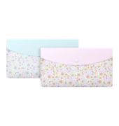 Dokumententasche Floral 400139274, Din Lang, pastell blau und rosa, Polypropylen (PP), Druckknopf