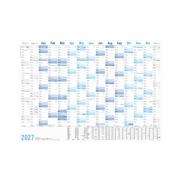 Häfft Wandkalender 11432-4, 1 Jahr / 1 Seite, 89x63cm (A1+), 2027 4029357114365 Häfft
