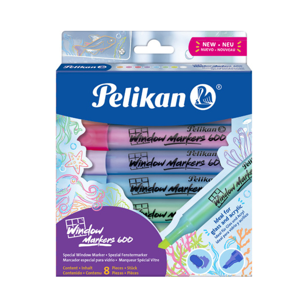5 Stück Pelikan Windowmarker 400205347, farbig sortiert, 2-5mm  7703064948112 Pelikan