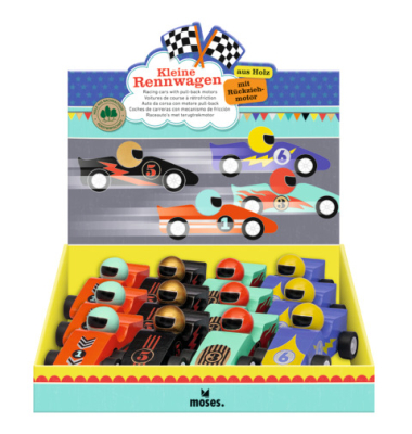 Kleine Rennwagen mit R&uuml;ckziehmotor