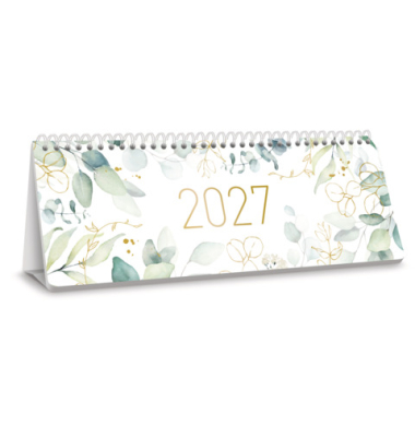 Schreibtischquerkalender 11336-8, Blattgold, 1 Woche / 1 Seite, 29,7x11,6cm (quer), 2027