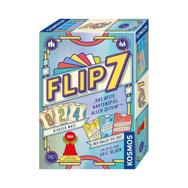 Kosmos Flip 7, Kartenspiel mit schnellem und einfachen Black Jack Prinzip | Deutsche Ausgabe, für 3-18 Personen ab 8 Jahren, lustiges Spiel für große Gruppen, nominiert zum Spiel des Jahres 2025