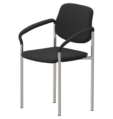Besucherstuhl STYL ARM, anthrazit / chrom, mit Armlehnen, 4-Fu&szlig;-Gestell