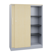 Fl&uuml;gelt&uuml;renschrank Asisto 142011000S10063, abschlie&szlig;bar, 4 OH, wei&szlig;aluminium/k&ouml;nigsahorn, 120x163,5x43,5cm (BxHxT)