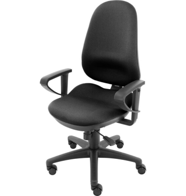 Drehstuhl Ultra XL, bis 150 kg, Bandscheiben-Keilsitz, h&ouml;henverstellbar, Synchron, Universalrollen, Polyamid Fu&szlig;kreuz, Ring Arml