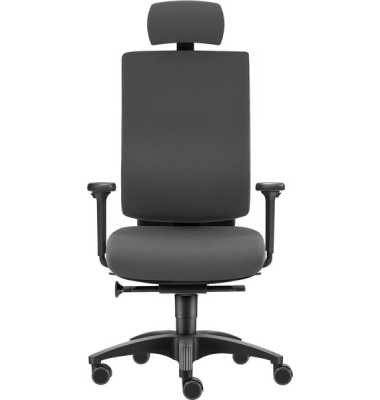 B&uuml;rodrehstuhl Cube L, dunkelgrau / schwarz, mit Armlehnen, bis 120kg, mit Kopfst&uuml;tze