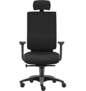 B&uuml;rodrehstuhl Cube L, schwarz / schwarz, mit Armlehnen, bis 120kg, mit Kopfst&uuml;tze