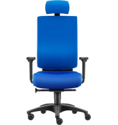 B&uuml;rodrehstuhl Cube L, blau / schwarz, mit Armlehnen, bis 120kg, mit Kopfst&uuml;tze