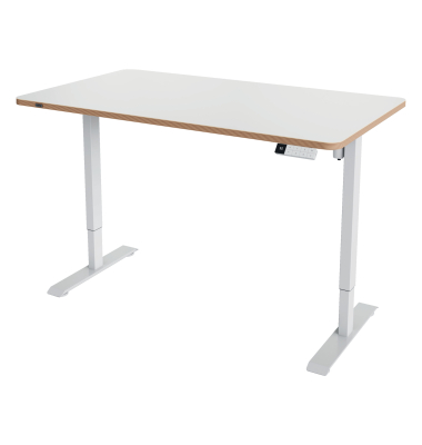 Schreibtisch Ergo, h&ouml;henverstellbar, rechteckig, wei&szlig; / wei&szlig;