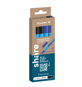 Kugelschreiber Slider Edge made by Schneider 4-0044, je 2 x blau, schwarz, 0,7mm, Einweg