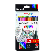 Fineliner Pointliner Colour Dye Ink, S40-18, schwarz (Schreibfarbe: farbig sortiert), 0,4mm