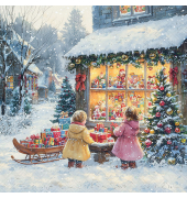 Weihnachtlicher Motivserviette 33x33cm Laden