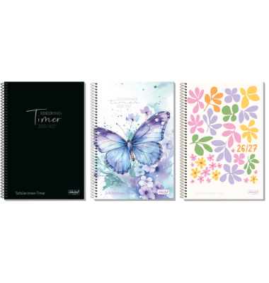 Sch&uuml;lerkalender 11136-2, 1x schwarz, 2x bunt, 1 Woche / 2 Seiten, 15,9x21,0cm (A5), August 2026 &ndash; Juli 2027