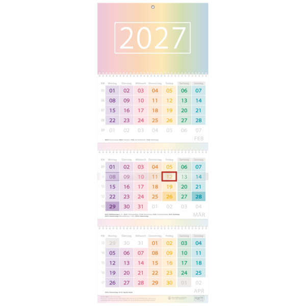 Häfft 3-Monatskalender 2027 4029357113931 Häfft