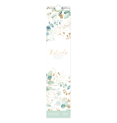 Streifenkalender 11399-4, florales Design, 1 Monat / 1 Seite, 1 Spalte pro Seite, 9x41,5cm, 2027