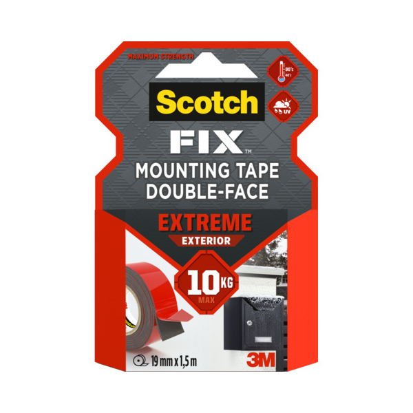 Soporte adhesivo cintas scotch doble cara -superresistente -rollo 19 mm x 15 mt