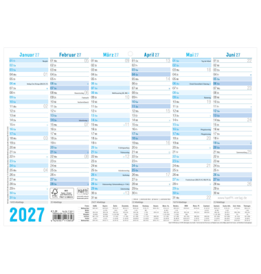 Tafelkalender 11365-1, 6 Monate / 1 Seite, 29,7x21cm (BxH) (A4 quer), 2027