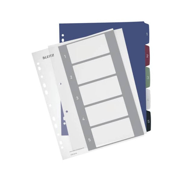 20 x Leitz Plastikregister Style 1-5 bedruckbar A4 PP 5 Blatt farbig