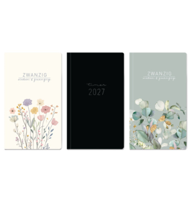 Buchkalender 11327-9, 1 Monat / 1 Seite, 9x16cm (A6+Slim), August 2026 - Dezember 2027