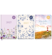 Buchkalender 11332-6, farbig sortiert, 1  Woche / 2 Seiten, 14,4x21,5cm (A5), 2027