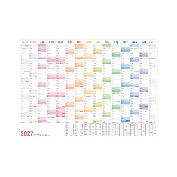 Häfft Wandkalender 11425-1, 1 Jahr/ 1 Seite, 89x63cm (A1+), 2027 4029357114297 Häfft